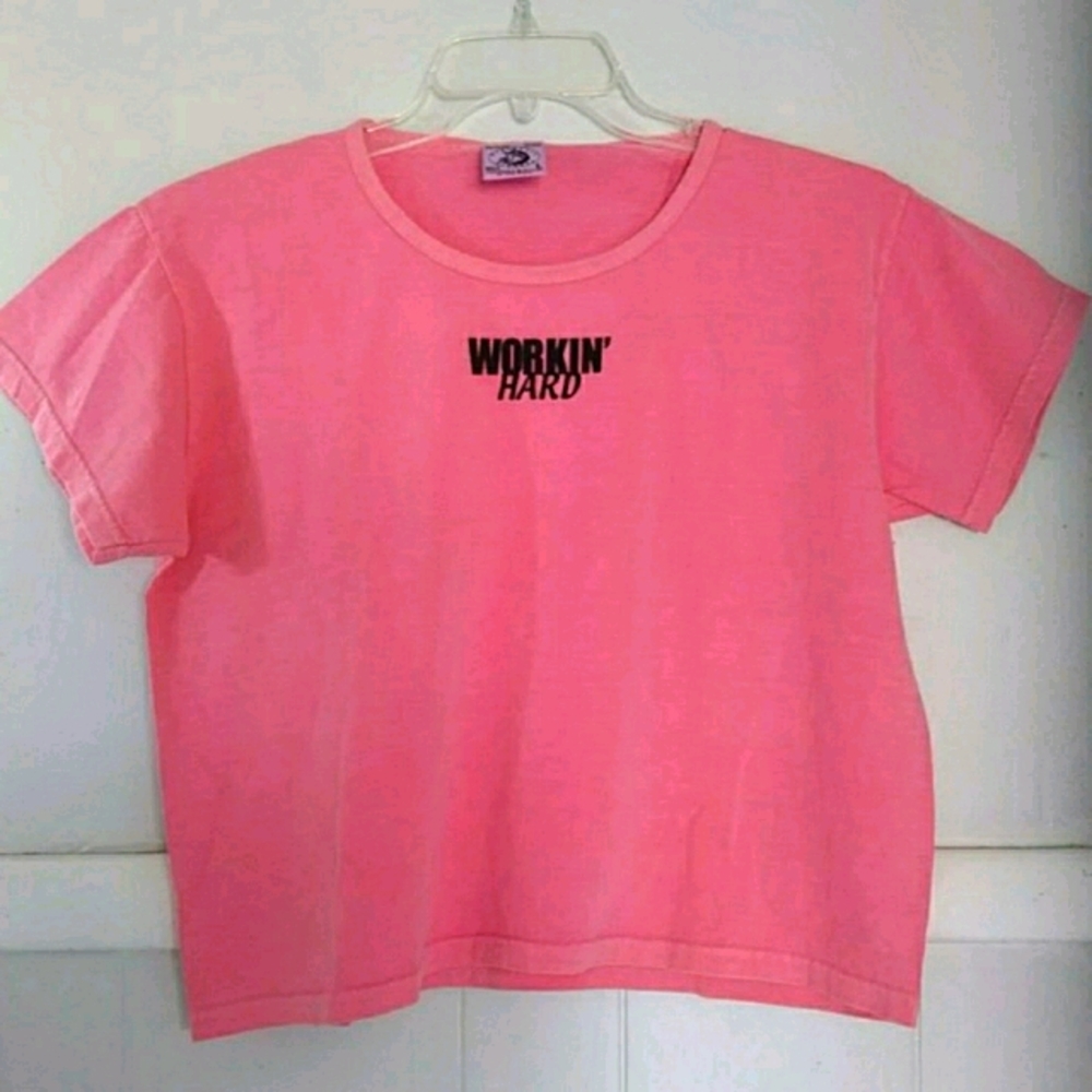 🎈3/$20 Anvil coral pink short sleeve crop shirt
